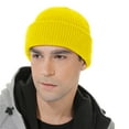 thumbnail image 3 of Unisex Knitted Beanie Hat Stretchable Warm Winter Cap for Outdoor Activities - Solid Color Versatile Matching(Yellow), 3 of 3