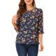 thumbnail image 5 of CAMISAS DE MUJER INSPIRE CHIC CON MANGAS 3/4 Y HEM RIZADO, BLUSA DE CHIFFON FLORAL EN NAVY-BLANCO Y NARANJA TALLA S, 5 of 7