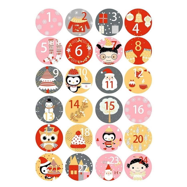 Binwennn Commercial Kitchen Timers for Cooking Desk Timer Clock Stickers Christmas Number Stickers 24 Stickers Round Christmas Seal Sticker Stickers