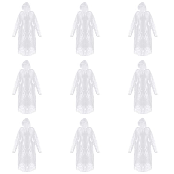 Rain Ponchos with Drawstring Hood 5/10 Pack Emergency Disposable Rain Ponchos Family Pack for Adults Clear Lightweight Unisex for Camping Hiking Travel