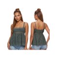thumbnail image 2 of LMLYSoH Women's Babydoll Tank Tops Stylish Lace Trim Solid Color Loose Hem Square Neck Spaghetti Strap Sleeveless Camisoles, 2 of 9