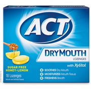ACT Dry Mouth Lozenges With Xylitol, Sugar Free, Honey-Lemon, 18 Count
