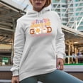 thumbnail image 2 of Distressed Find Something Good in Every Day - Retro Flowers & Groovy Wavy Text Art Merch Gift, White Hooded Sweatshirt or Hoodie, Large, 2 of 5