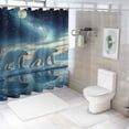 thumbnail image 7 of Patifu Polar Bears Frozen Lake Night Sky Chic Modern Bathroom Decor Shower Curtain with Hooks 100% Polyester Fiber 69"x72, 7 of 7