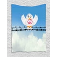 thumbnail image 1 of Bird on a Wire Tapestry, Inspirational Cartoon Style Winged Animal Holding the Peace Sign, Wall Hanging for Bedroom Living Room Dorm Decor, 60W X 80L Inches, Azure Blue Multicolor, by Ambesonne, 1 of 2