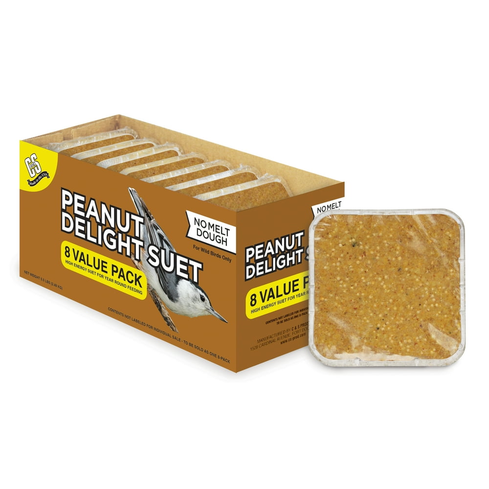 C&S Peanut Delight Nomelt Suet Dough, 8 Cake Value Pack, Wild Bird