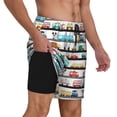 thumbnail image 2 of Naloa Funny Transport Print Men Swim Trunks with Compression Liner ,Board Shorts,Men's Swim Shorts with Drawstring and Elastic Waistband-X-Large, 2 of 6