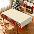 thumbnail image 2 of Nanqianyi Vintage Poinsettia Christmas Rectangle Tablecloth,52x70 Inch,Waterproof Stain Resistant Table Cover For Party Decoration, 2 of 7