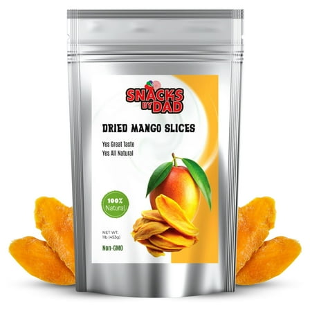 Dried Mangoes Non-GMO Dry Mango | Vegan School Snack Bag | Healthy, Gluten Free Dried Mango | Perfect Office Snack On-the-Go | Mango Dried Slices / 1 lb Resealable Snack Pack