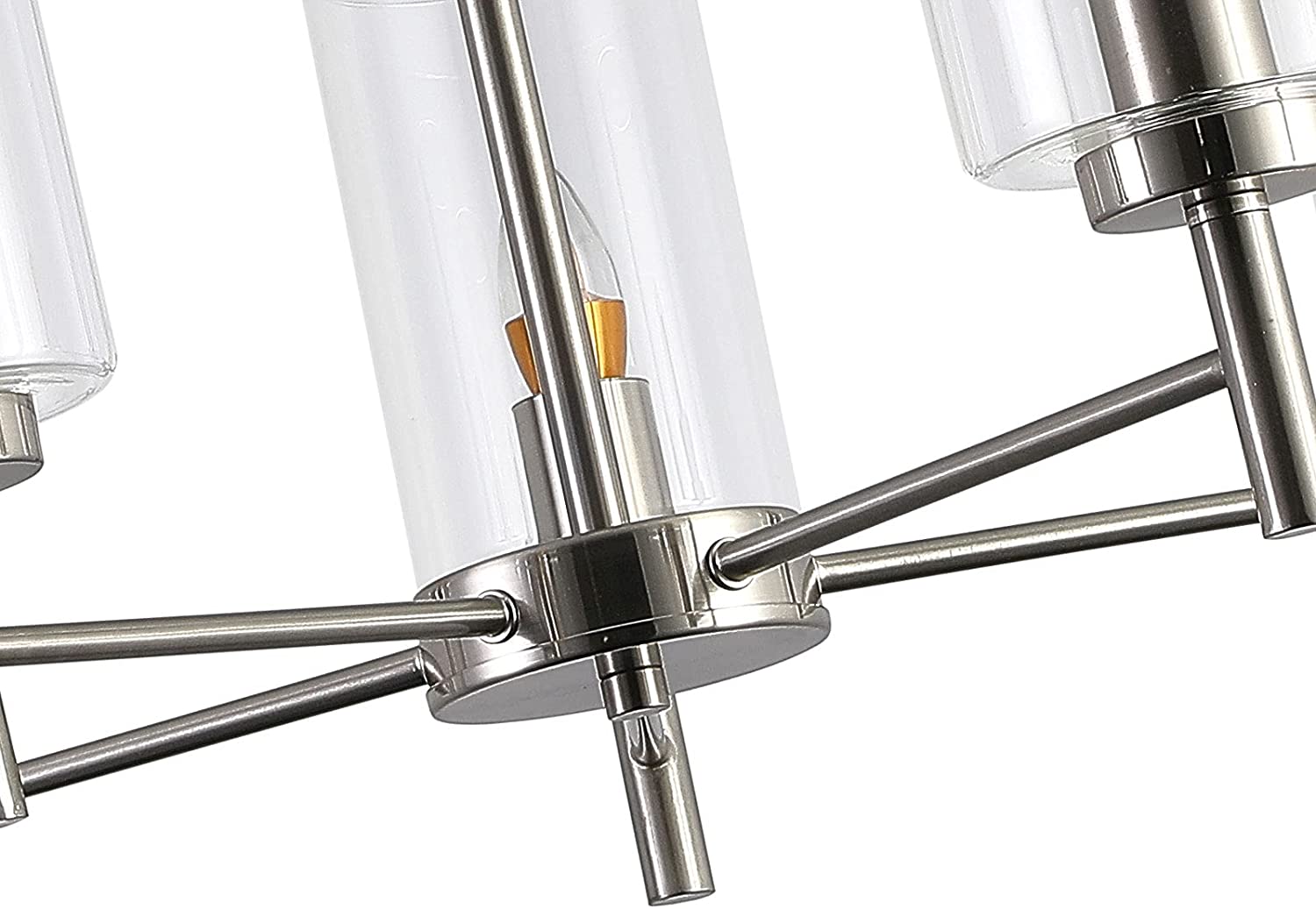 MONIPA 5 Light Chandeliers Contemporary Modern Clear Glass Shades Pendant Light Fixtures Adjustable Wire Lights Brushed Polished Nickel Pendant Lighting