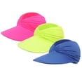thumbnail image 3 of HuangHuanChen 3pc Sun Visor Hat for Women Wide Brim UPF 50+ UV Protection Lightweight Foldable Ponytail Cap Summer Sun Ha Beach Hats for Women Ponytail Golf Cap Purple One Size, 3 of 7