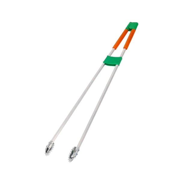 Pinza para basura, recogedor de basura, herramienta de asistencia para alcanzar, resistente al óxido, pinza para recoger basura para jardín, césped y Naranja