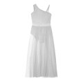 thumbnail image 4 of iiniim Kids Girls' Contemporary Lyrical Dress Sleeveless Latin Dance Modern High-Low Tutu Skirt White 10, 4 of 7
