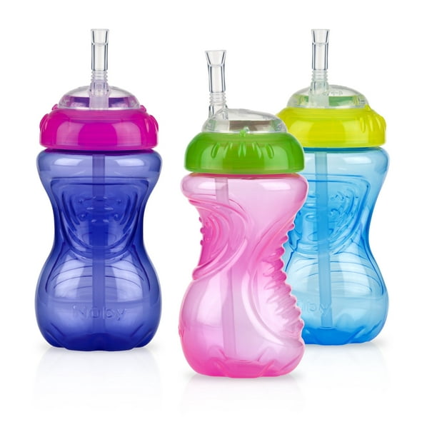 Nuby Active Sipeez Flex Straw Sippy Cup, 10oz, 3 pack