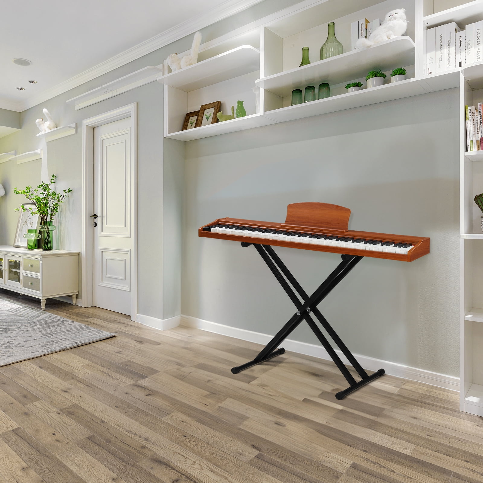 88 Key Full Size Semi-Weighted Standard Keyboards Wooden Digital Piano with Stand,MIDI Bluetooth, Triple Pedals, Headphone and Other Accessories