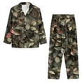thumbnail image 3 of SCRAWLGOD Leaf Print Mens Polyester Pajama Set, 2 Pcs Wrinkle-Free Button Down Pajama Set for Men, Men's Sleepwear with Pockets, Long Sleeve Loungewear, XS, 3 of 6