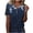 #305-Navy, variant on Womens Random Print V Neck Button Decor Loose Tops Short Sleeve Casual Fashion Soft Lightweight Comfy Daily Wear T Shirts for Women Gift