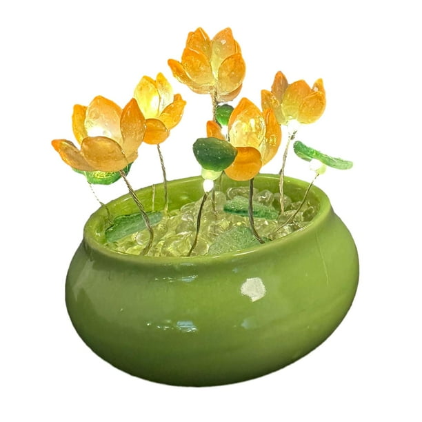 Luz de noche de flor de loto, lámpara de escritorio DIY regalos decorativos de interior regalo minimalista lámpara de noche lámpara de flores para