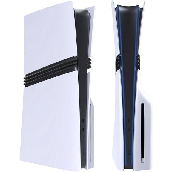 White Panels Side Disc Plate ABS Replacement Faceplate Hard Shell Case Covers for PS5 Pro Disc Version Digital Version (Disc Version)