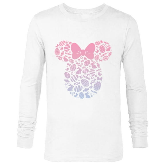 Disney Minnie Mouse Icon Pink Gradient Easter Eggs & Bunnies - Long Sleeve T-Shirt for Men - Customized-White