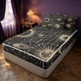 thumbnail image 3 of Homewish Bohemian Astrology Zipper Queen Comforter Set with Fitted Sheet and 2 Pillowcases, Solar System Planets Zipper Bedding Set, Black Reversible, 3 of 7