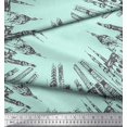 thumbnail image 2 of Soimoi Tissu de Crêpe de polyester Vert Texte & Monuments Architectural Tissu Imprimé 1 Yard 52 Inch Wide, 2 of 5