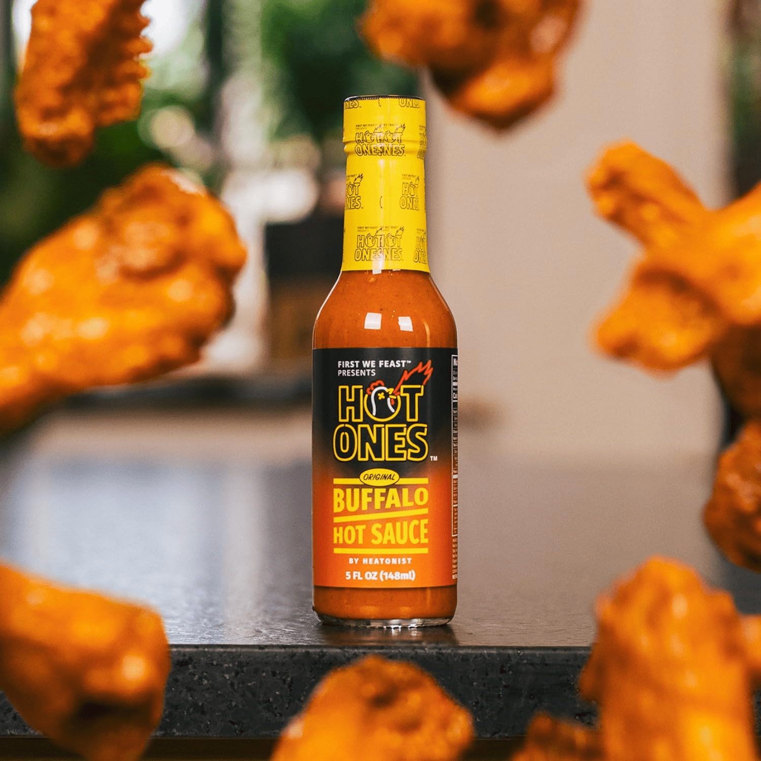 (12 pack) Hot Ones Branded Buffalo Sauce 5oz, with Flavors of Cayenne Pepper Mash, Molasses & Smoked Paprika