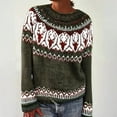 thumbnail image 2 of Women's Pullover Sweater Women'S Knitted Isle Print Retro Sweater Casual Loose Crewneck Long Sleeve Lightweight Cropped Pullover Tops, Women's Pullover Sweater L, 2 of 4