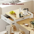thumbnail image 3 of 82.7 inch Kitchen Island with Extendable Dining Table for 4-6 Seating, Two-tone Kitchen Island Table with Double-sized Storage, Power Outlet, 2 Drawers, 2 Side Open Shelves, White, 3 of 7