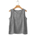 thumbnail image 6 of VEKDONE Plaid Tank Tops for Women Summer Cotton Sleeveless Crewneck Tanks Summer Lightweight Breathable Going Out Vest Casual Loose Fit Vests Black XXL, 6 of 9