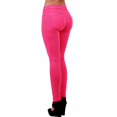 thumbnail image 2 of Red Fox Vivid Hot Pink Fuchsia Skinny Casual Dress Pants, Super Comfy Moleton Stretch Jeggings Legging Cotton Yoga Pants for Tall Plus Women, 2 of 4