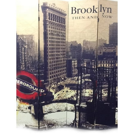 Ore International Inc. 4-Panel Brooklyn Then and Now City Room Divider