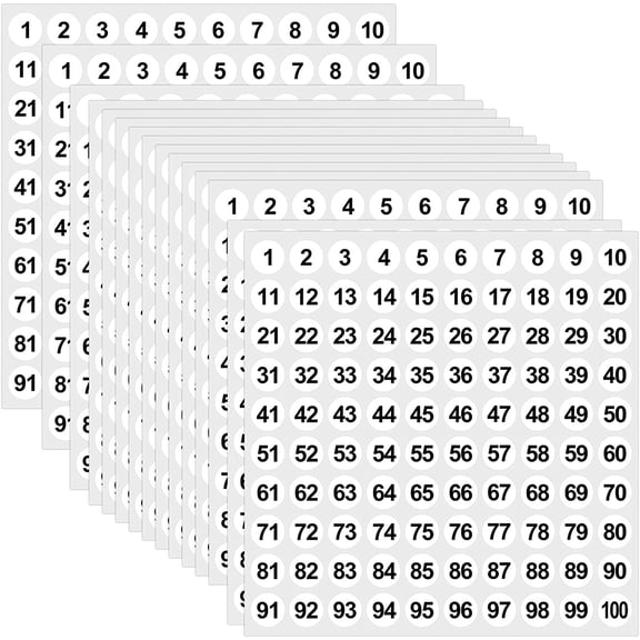 Mioerouu 10000 Pcs 100 Sheets 0.4 Inch 1 to 100 Number Stickers Small Number Dot Labels Consecutive Inventory Locker Storage Organizing Removable Stickers for Indoor Outdoor Office White