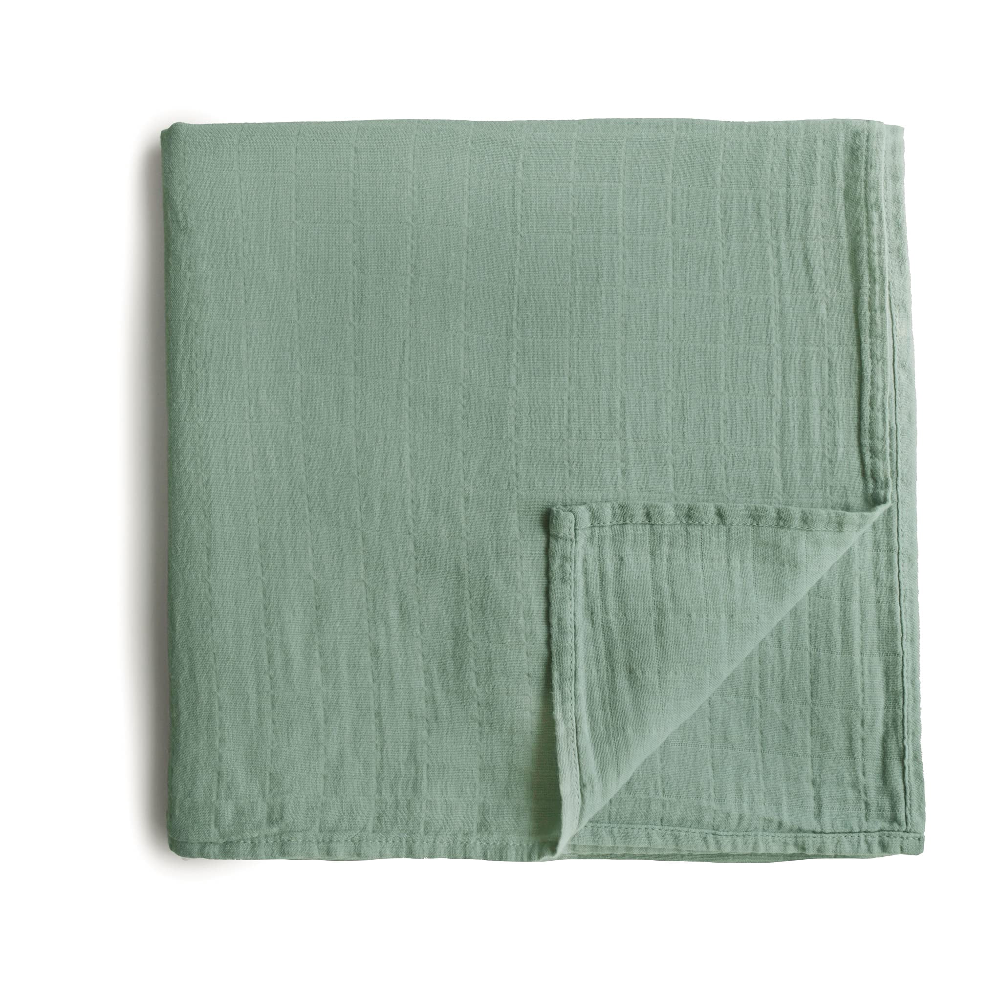 Mushie Muslin Baby Swaddle Blanket | 100% Organic Cotton (Roman Green)