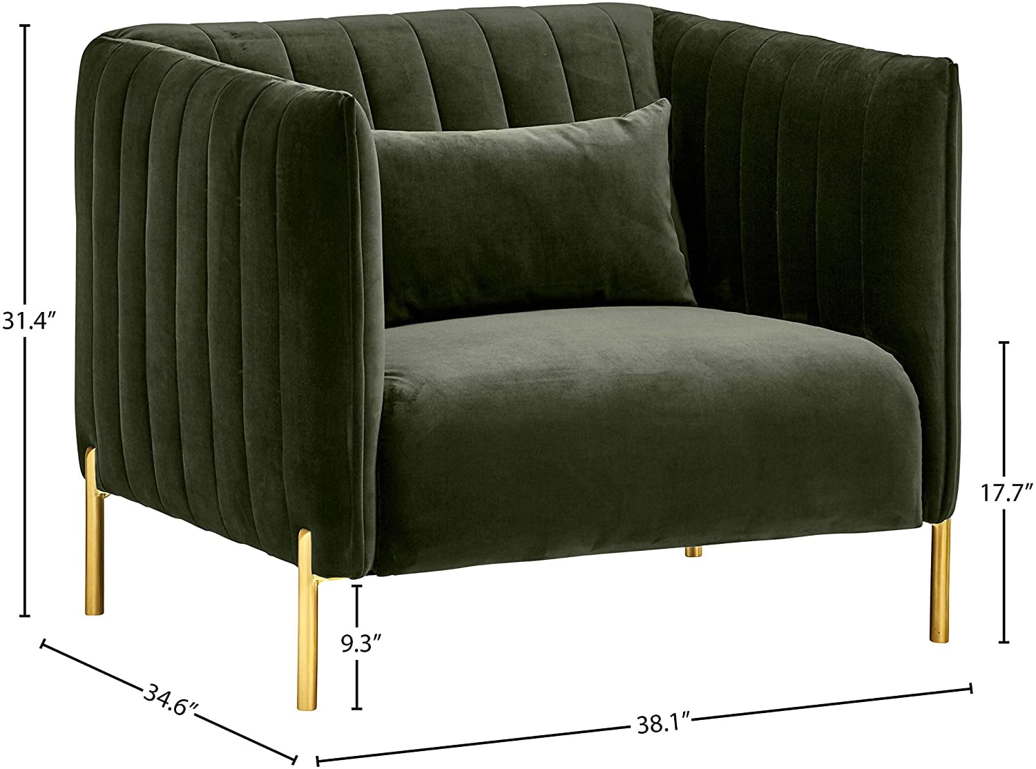 Rivet Frederick Mid-Century Channel Tufted Velvet Living Room Chair Brand Grey 38W