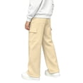 thumbnail image 4 of Glisme Little Girls Outdoor Athletic Pants Straight Leg With Pockets And Drawstring Autumn Casual Girls Baggy Trousers, 4 of 6