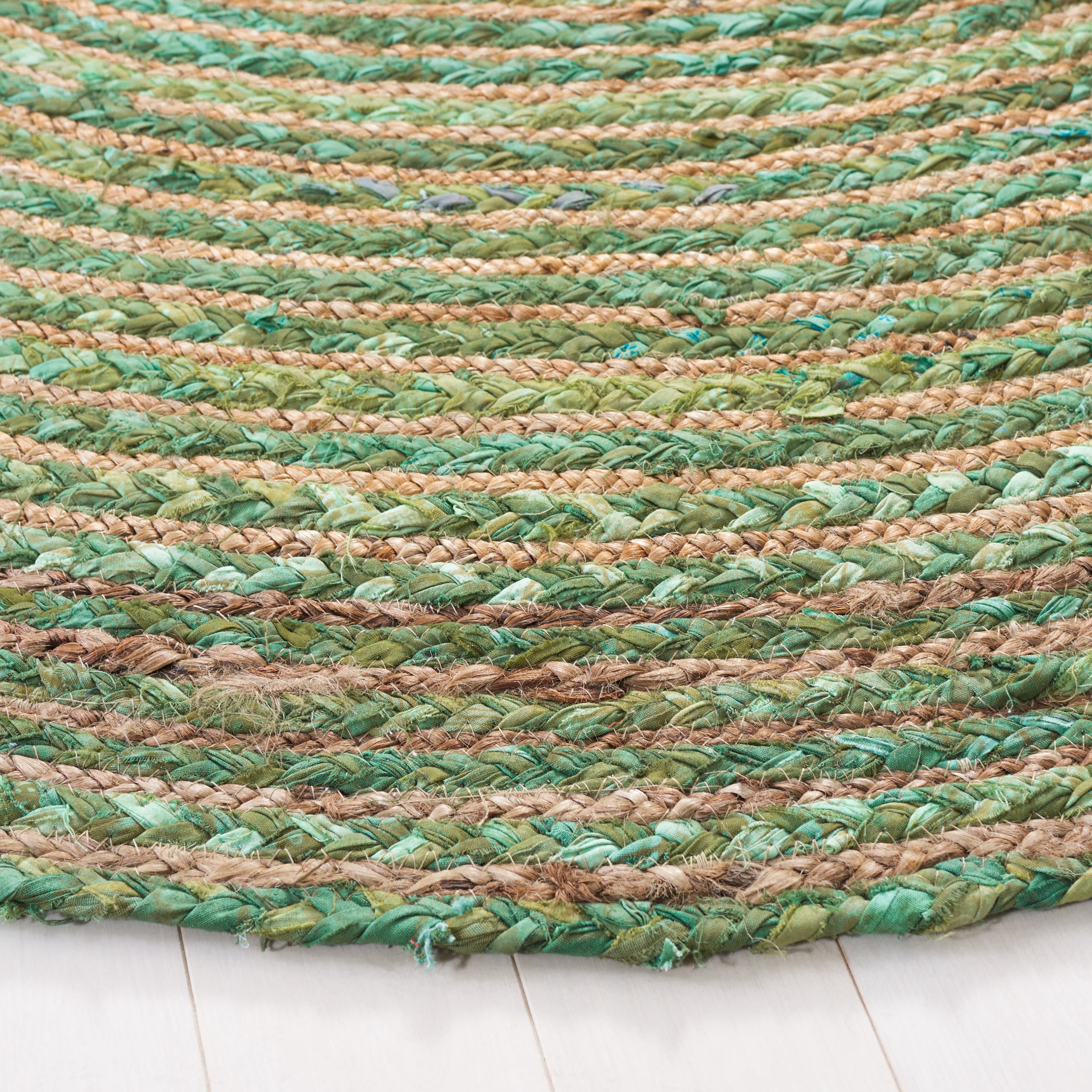 Safavieh Cape Cod Miah Geometric Area Rug, Green/Natural, 3' x 3' Round