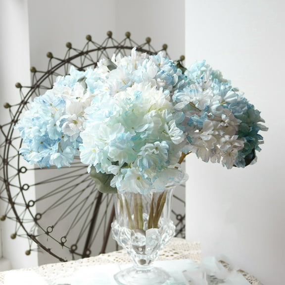 Single Branch Artificial Hydrangea Flower for Home Wedding Decor, Realistic Cloth Material Blue or Purple, Ecologically Friendly Fake Plant for Party Centerpiece