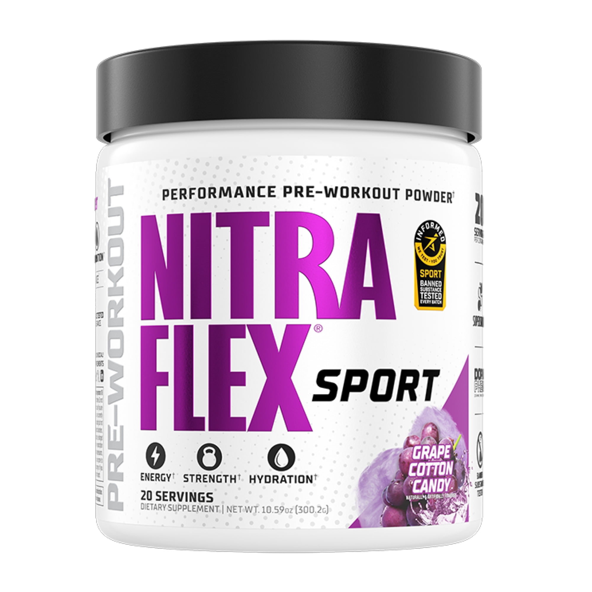 GAT SPORT NITRAFLEX SPORT, Grape Cotton Candy, 10.59 oz (20 Servings)