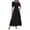 Black, variant on Women Casual Summer Dresses Spring Crew Neck Ruffle Short Sleeve Smocked Floral Boho Flowy Maxi Dress Clothes