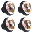 thumbnail image 2 of 4 Pcs Cats Grey Yellow Knobs for Kitchen Cabinet Cupboard Dresser Bookcase Drawer Pulls Handles Round Home Decor, 2 of 8