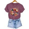thumbnail image 7 of Mifsaly 4Th of July Independence Day T-Shirt Women Floral Wreath American Flag Patriotic Tees Crewneck Short Sleeve Cotton Top S, 7 of 7