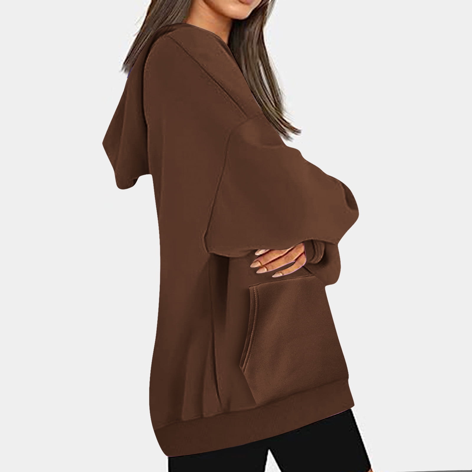 Plus Size Hoodies for Women with Front Pocket Pullover Fleece Lined Sweatshirts Ladies Casual Solid Loose Basic Comfort Hooded Tops XS-5X