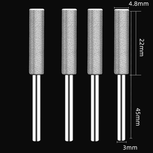 4Pcs Diamond Chainsaw Ener Cylindrical Burr Chainsaw Sharpener Stone File Chain Sharpening Carving Grinding Power Tools Parts E