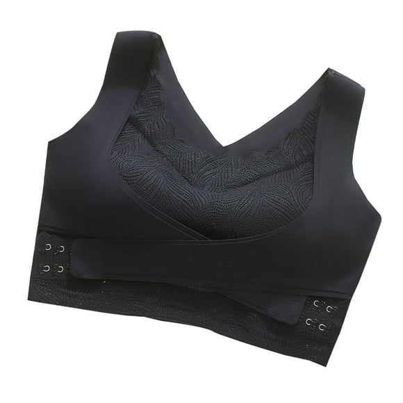 LLYwey Soutiens-Gorge pour Femmes Âgées Hiver Liquidation Mode Femmes Dentelle Boucle Latérale Beau Dos Émulsion Bonnet Sans Fil Sans Trace Soutien-Gorge de Sport Taille Juniors Nylon Soutien-Gorge Lifting Style LW-168 Noir 3TG