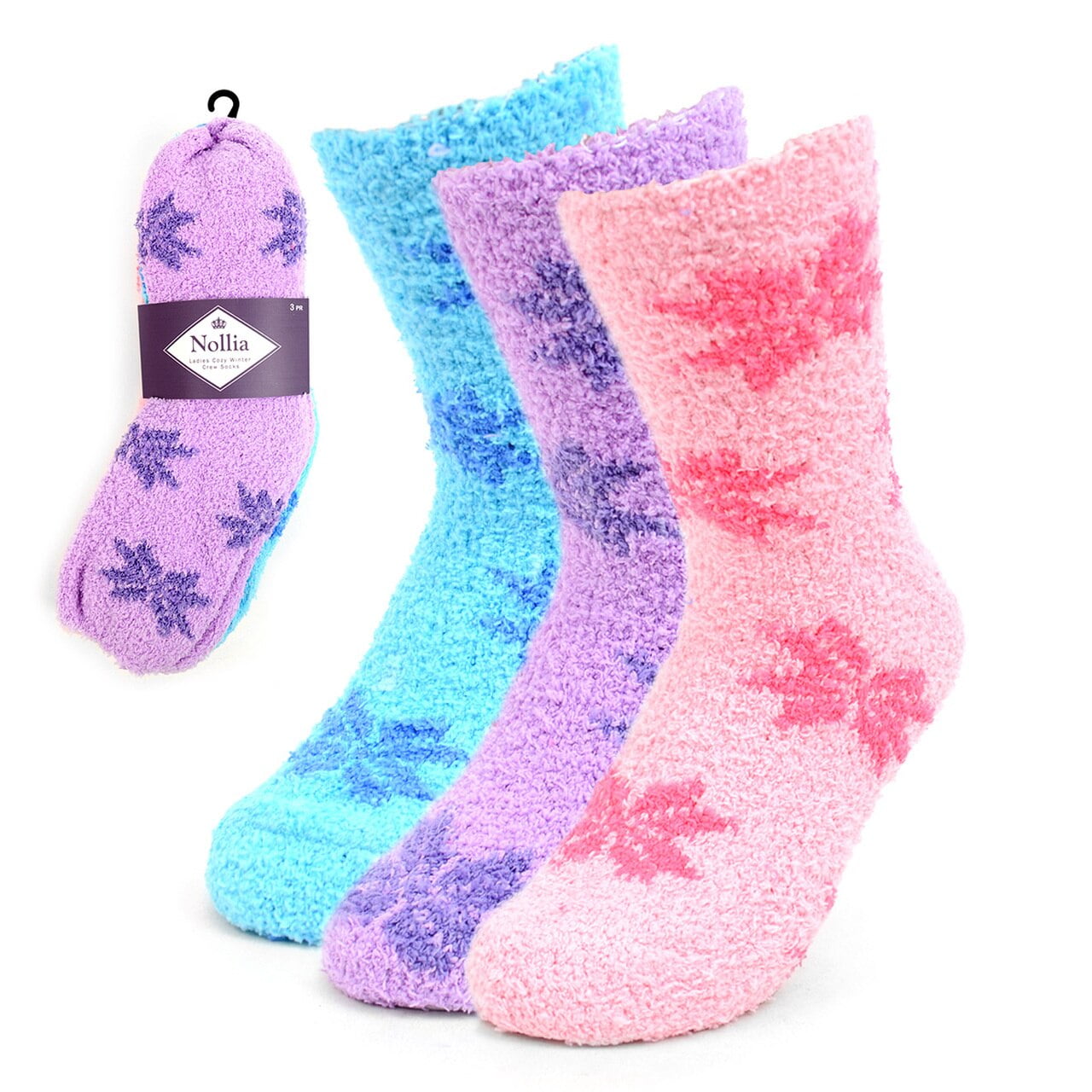 Fluffy Cell Phone Pocket Slipper Socks Women's Crew Sock - Small/Medium / Cream