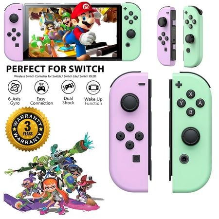 Wireless Gamepad Bluetooth Left & Right Controller For Nintendo Switch Joy-Con 1-Pair Pink-Green