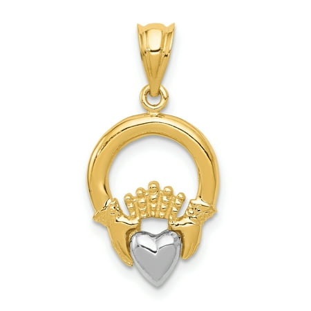- 14kt Two Tone Yellow Gold Irish Claddagh Celtic Knot Pendant Charm Necklace Fine Jewelry Ideal Gifts For Women Gift Set From Heart