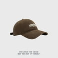 thumbnail image 4 of Riforla Fall and Winter MIZOOBEAR Sanded Three Embroidery Soft Top Baseball Cap Men's Wide Brim Face Cap Baseball Caps Coffee, 4 of 4