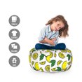 thumbnail image 2 of Lemons Storage Toy Bag Chair, Vibrant Summer Colors Tropical Tasty Citrus Fruit Blossoms Hand Drawn Print, Stuffed Animal Organizer Washable Bag, Small Size, Yellow and Green, by Ambesonne, 2 of 3